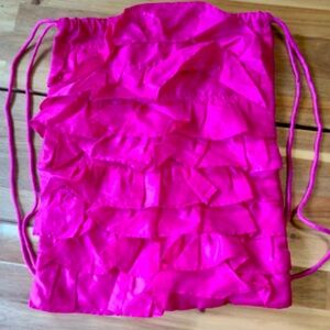 Thirty One • Fuschia Pink Ruffle Drawstring Backpack Bag